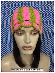Pink n Green Crochet Hat