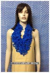 Blue Crochet Ruffle Scarf