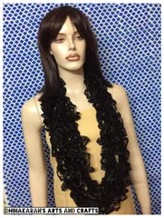 Black Crochet Ruffle Scarf
