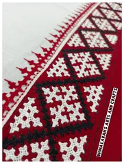 White n Maroon Double Color Kutchwork Blouse Piece