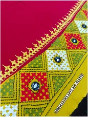 Red n Yellow Double Color Kutchwork Blouse Piece