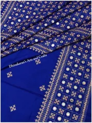 Grandeur Kutchwork Saree- Blue Saree with Peach Embroidery