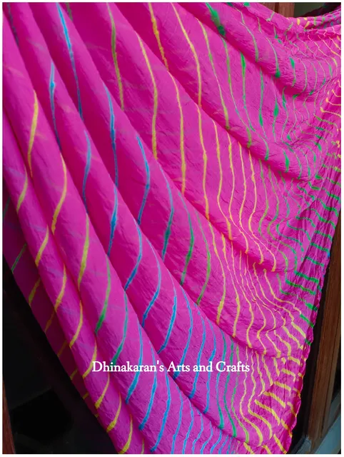 Pink Multicolor Lehariya Saree