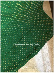 BOTTLE GREEN Bandhani Fabric