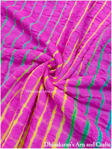 Pink Multicolor Georgette Lehariya Fabric