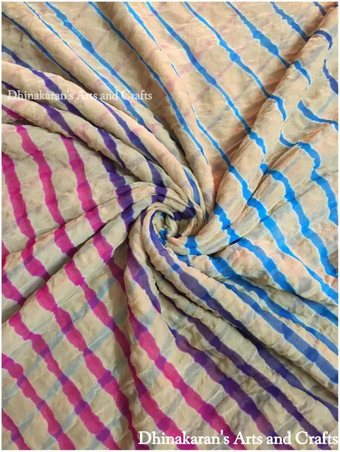 Beige Multicolor Georgette Lehariya Fabric
