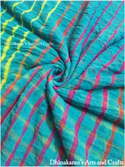 Sky Blue Multicolor Georgette Lehariya Fabric