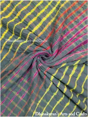 Grey Multicolor Georgette Lehariya Fabric