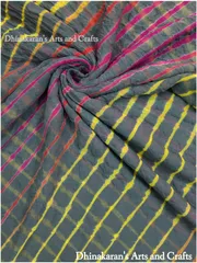 Grey Multicolor Georgette Lehariya Fabric