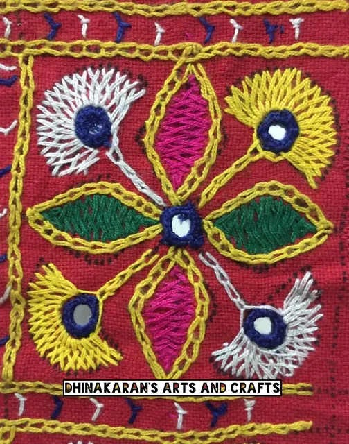Red Floral Kutchwork Patch