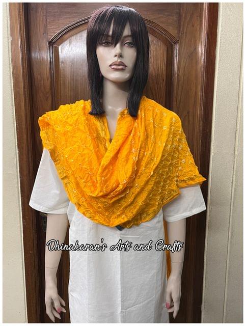 Art Silk Bandhani Dupatta - YELLOW
