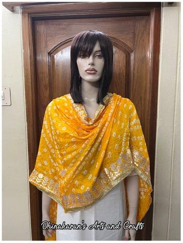 Gota Patti Art Silk Bandhani Dupatta - YELLOW