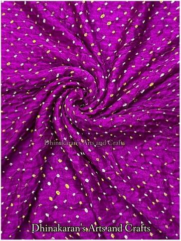 Purple Pure Gajji Silk Bandhani Fabric