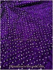 Violet Pure Gajji Silk Bandhani Fabric
