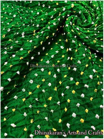 Green Pure Gajji Silk Bandhani Fabric