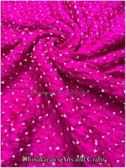 Rani Pink Pure Gajji Silk Bandhani Fabric