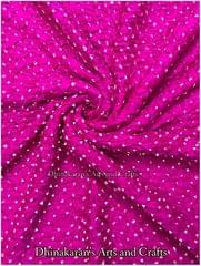 Rani Pink Pure Gajji Silk Bandhani Fabric