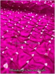 Rani Pink Pure Gajji Silk Bandhani Fabric