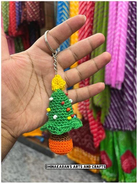 Christmas Tree Crochet Keychain
