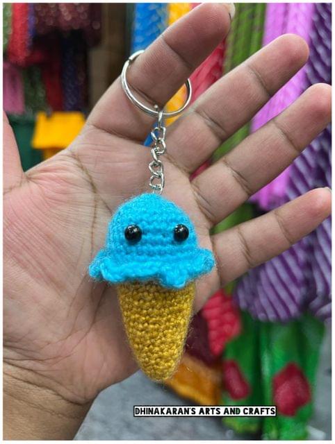 Ice Cream Crochet Keychain