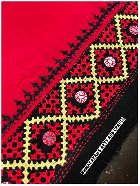 Red n Black Double Color Kutchwork Blouse Piece