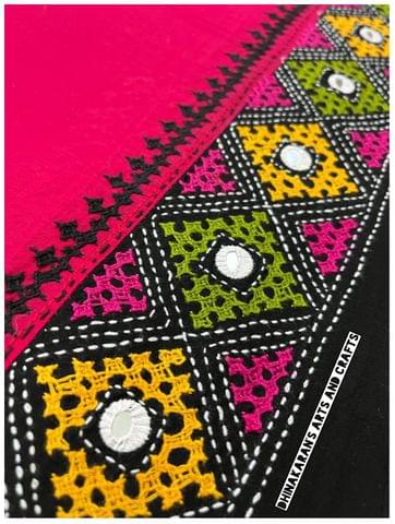 Pink n Black Double Color Kutchwork Blouse Piece