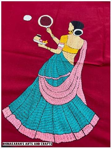 Karva Chauth Kanthawork Blouse Piece