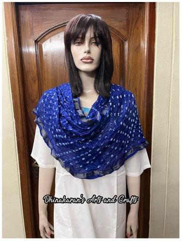 Art Silk Bandhani Dupatta - INDIGO BLUE