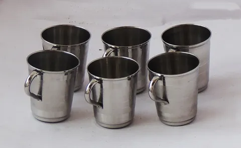 Steel Water Drinking Cup. Set of 6 pcs  - 3.5*2.5*3 inch (S051 C)