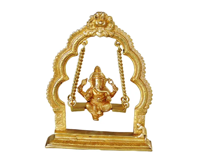 Brass Showpiece Ganesh Jhula God Idol Statue - 7.5*2.2*9.5 inch (BS1038 C)