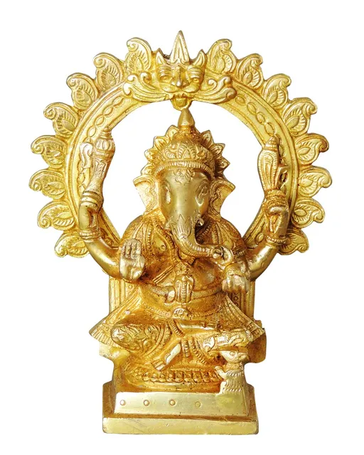 Brass Showpiece Ganesh Ji God Idol Statue - 3*2.5*7 inch (BS1037 G)