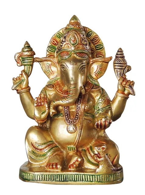 Brass Showpiece Ganesh Ji God Idol Statue - 5*3*8 inch (BS1062 G)