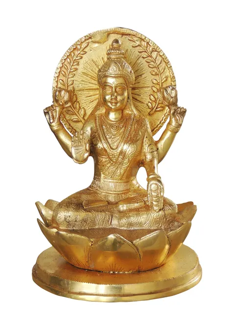 Brass Showpiece Laxmi Ji God Idol Statue - 6*6*8.5 inch (BS1034 L)