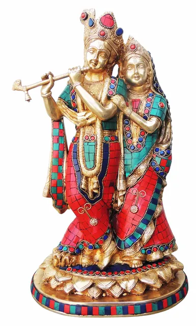 Brass Showpiece Radha Krishna God Idol Statue  - 8.4*6.3*14.5 inch (BS399 N)