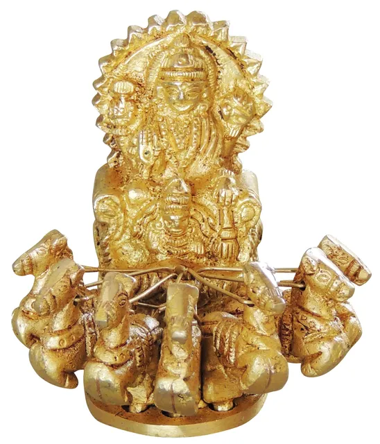 Brass Showpiece Surya Dev Rath Statue  - 3.5*3*2.8 inch (BS1059 C)