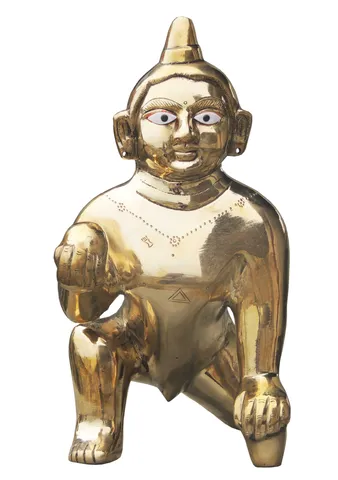 Brass Showpiece Laddu Gopal God Idol Statue  - 11*7.2*13 inch (BS871 G)