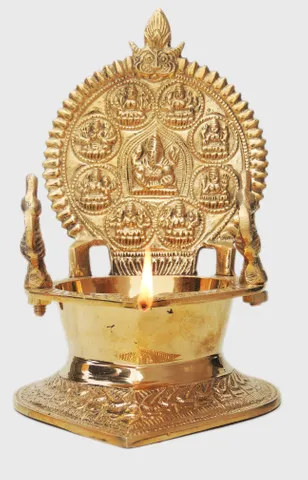 Brass Table Decor Oil Lamp Kamakshi Deepak - 5.2*4*7.1 inch (Z392 M)