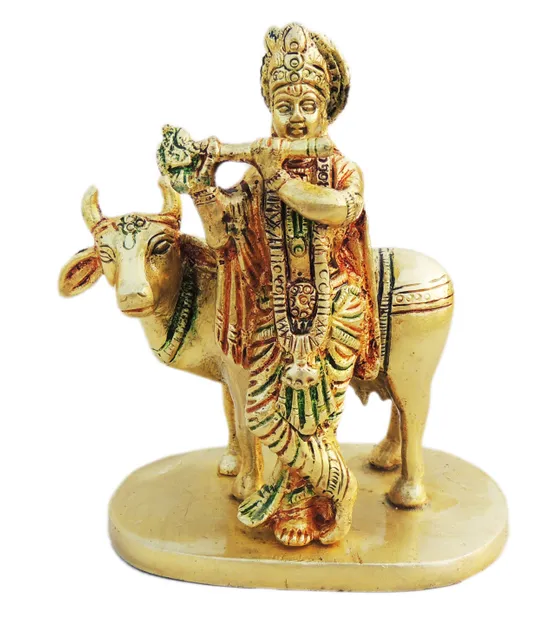 Brass Showpiece Cow Krishna Statue - 4*2.5*5 inch (BS1243 B)