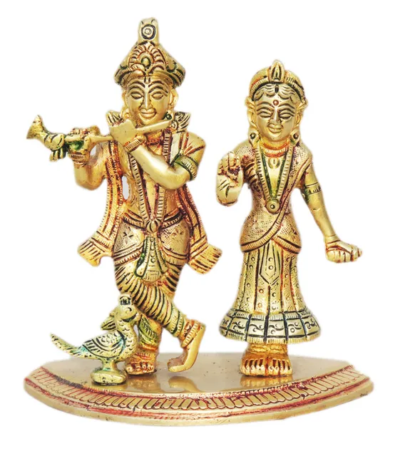 Brass Showpiece Radha Krishna Statue - 4.6*2.6*5.3 inch (BS1248 C)