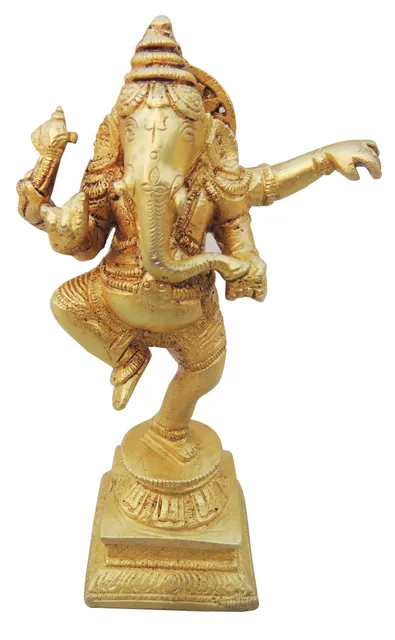 Brass Showpiece Dancing Ganesha Statue - 3.6*2.2*6.6 inch (BS1257 A)