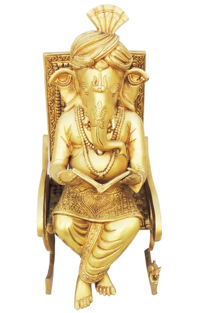 Brass Showpiece Chair Ganesh Statue - 7*11*16 inch (BS1262 E)