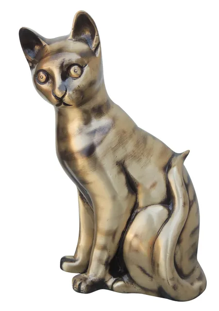 Brass Showpiece Cat Statue - 6.8*3*8.8 inch (AN222 D)