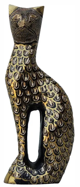 Brass Showpiece Cat Statue - 2*1.5*6 inch (AN044 A)