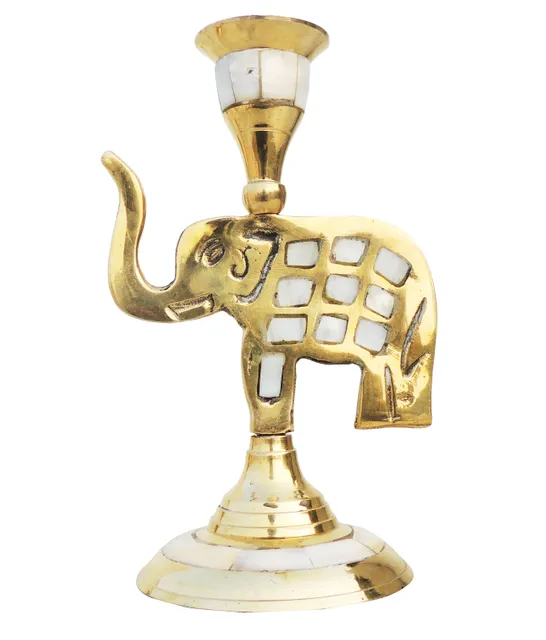 Brass Table Elephant Candle Stand - 3.5*3*6 inch (Z501 C) (MOQ : 2 Pcs.)