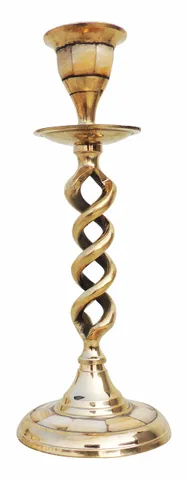 Brass Table Zig Zag Candle Stand - 3*3*7.7 inch (Z501 F) (MOQ : 2 Pcs.)
