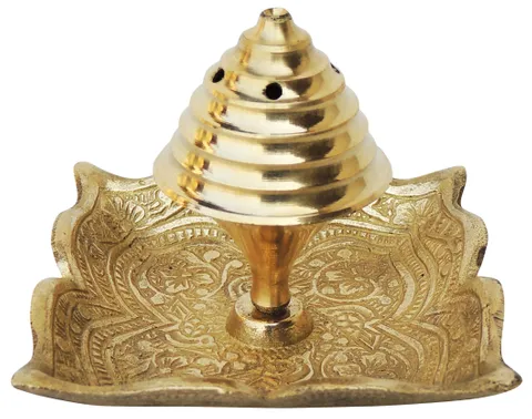 Brass Pooja Temple Agarbatti Stand (MOQ : 6 Pc.) - 2.7*2.7*2.2 inch (Z205 D)