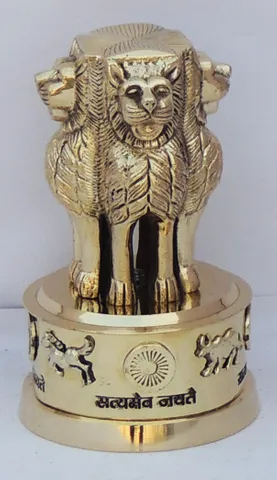 Brass Table Decor Showpiece Ahsok Lath - 4.4*4.4*6.5 inch (F670 G)