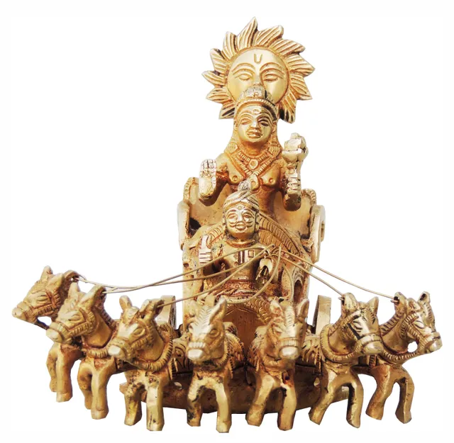 Brass Showpiece Surya Dev Rath Idol - 8*5.5*5.5 Inches (BS191 C)