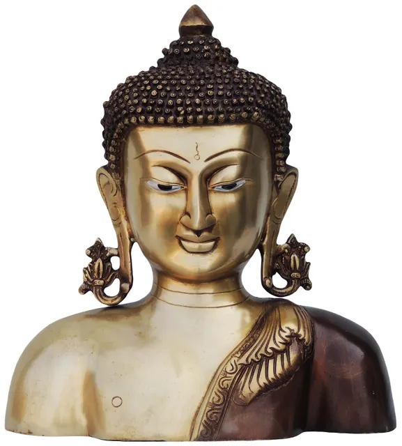 Brass Showpiece Budha head Antique Statue - 9.5*5*10 Inch (BS725)