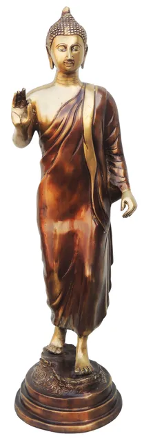 Brass Showpiece Standing Budha Statue - 8*7.4*25.8 Inch (BS695 A)
